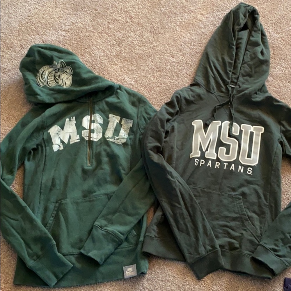 Michigan State hooded sweatshirts. Go green!